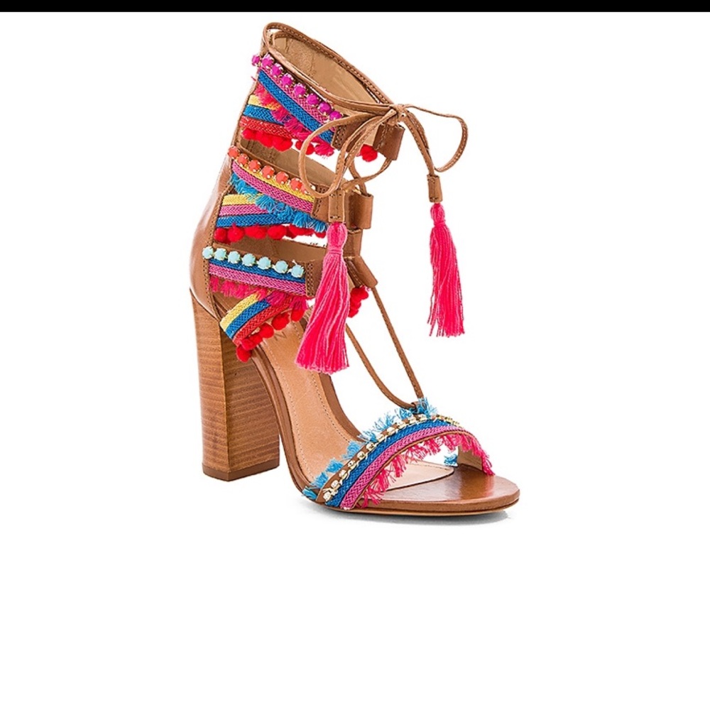 Schutz Calla Multicolored Gladiator Lace-up Heel